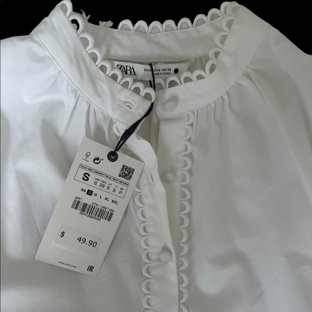 Zara embroidered white shirt